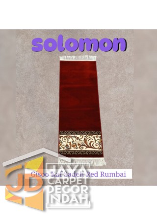  Sajadah Imam  Solomon  motif Gisoo Kaf Sadeh Red Rumbai ukuran 60 x 120 cm & 60 x 150 cm